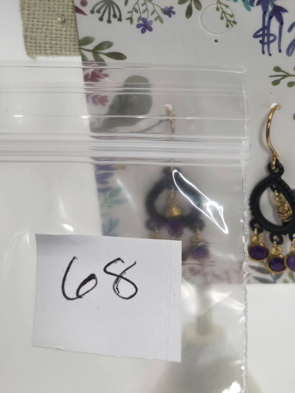 Purple Black & Gold Earrings with Sparkle Handmade Item 68 - Picture 4 of 4